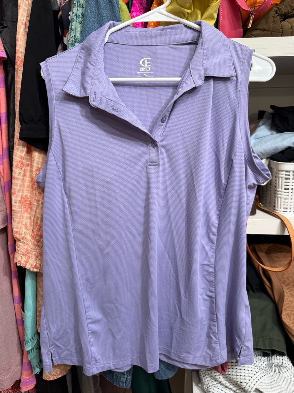 Crest Sleeveless Polo Top - Light Lavender